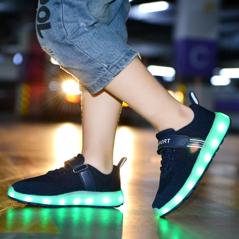 Новинка 25-37 USB зарядное устройство светящиеся кроссовки светодиодная светящаяся обувь для детей мальчиков/девочек светящиеся кроссовки