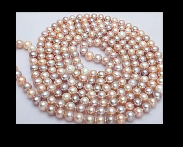 

hot gorgeous AAA 9-10 mm south sea gold pink multicolor pearl necklace 49" 14kt (9.13)