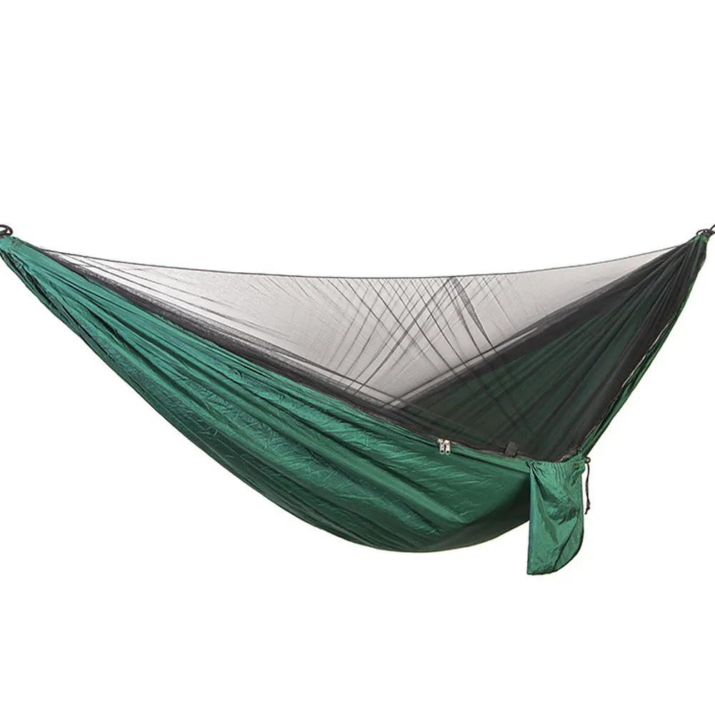 

290*140CM Camping Hammock with Mosquito Net Ultra-light Portable Double Parachute Hammocks 2 Person Swing Sleeping Hammock Bed