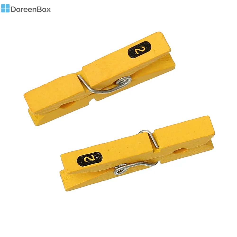 Doreen Box Wood Yellow Clothes Pegs Clothespin Clips Note Pegs,3cm x0