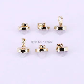 

8Pcs Small Size Gold metal plated Natural Moonstone Pendant beads,Charm Gems Pendant,For Making Jewelry