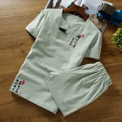 2019 новый летний мужской китайский комплект, Мужская одежда, модная футболка с короткими рукавами и буквенным принтом + шорты, Мужской