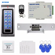 DIYSECUR RFID 125KHz ID Card Password Metal Keypad Access Control Security System Kit + Strike Lock + Remote Controller K2