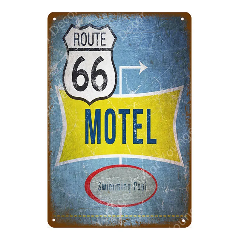 US Route 66 Vintage Metal Tin Signs American Road Car Motorcycles Plate Wall Poster Pub Bar Club Home Decor Garage Decoration - Цвет: YD7756E