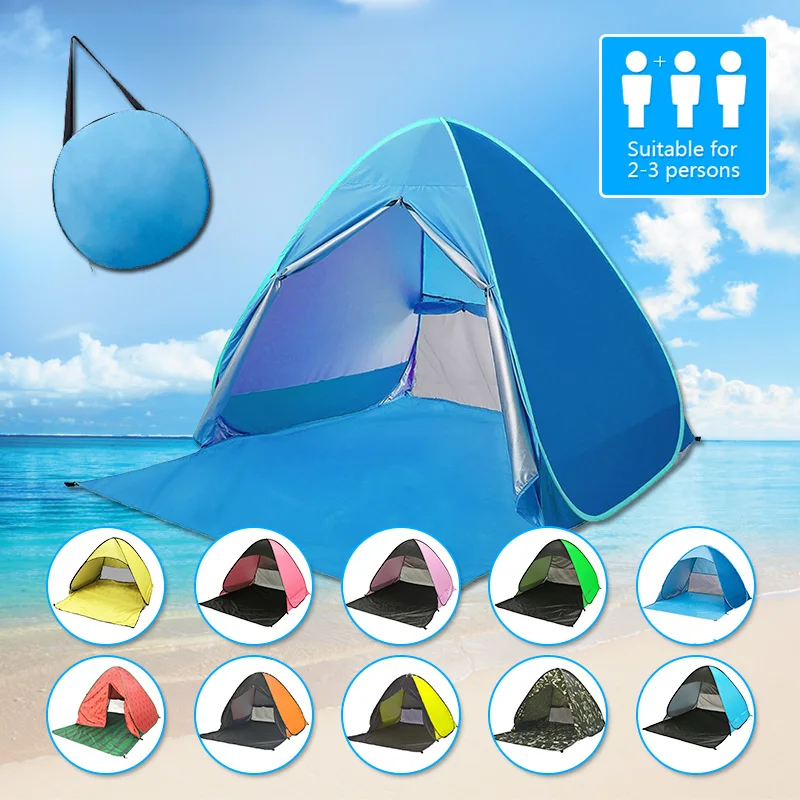 

Beach Tent Automatically Folding Tent Anti-mosquito Ultralight Family Tourist Camping Fishing Anti-UV Sun Shade With Curtain