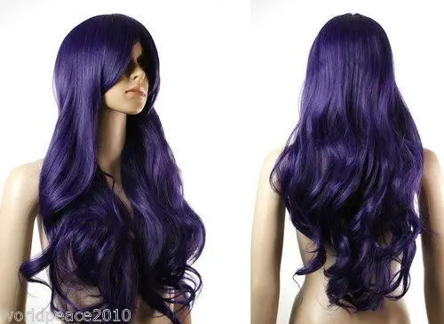 

FREE P&P^^^^^^^^^^^Cos 60-70CM Dark Purple Long Curly women"s Cosplay Wig AAA