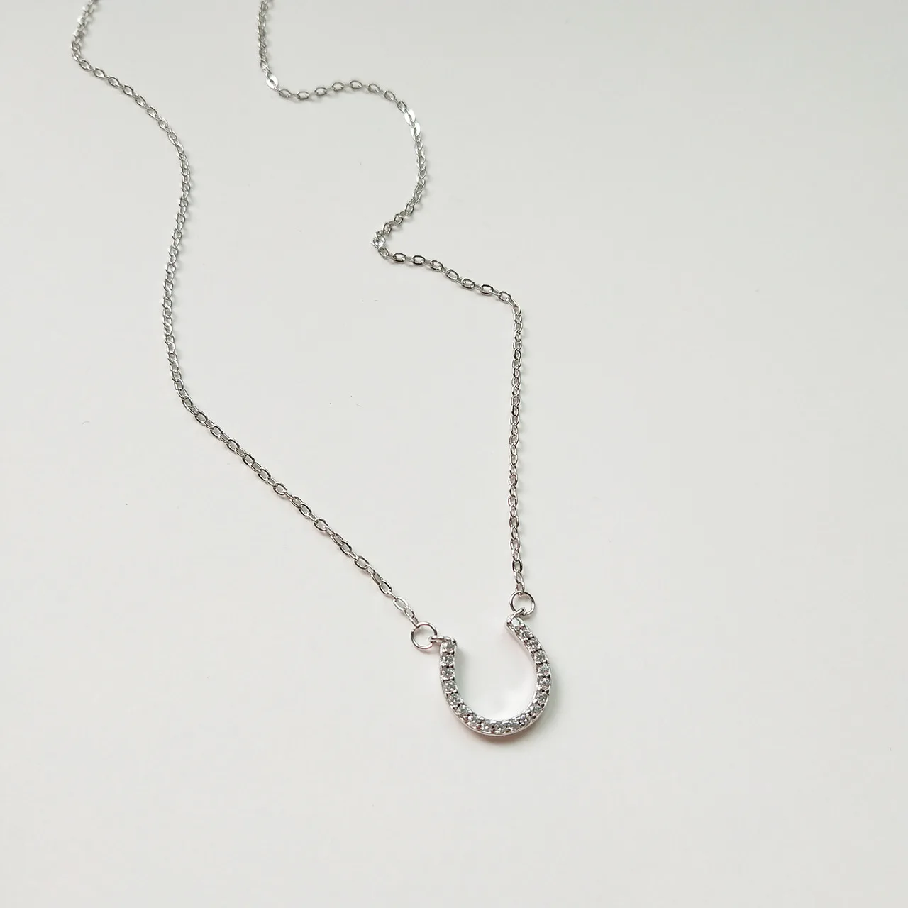 

Fashion n CZ U Shape 925 Sterling Silver Adjustable Necklace