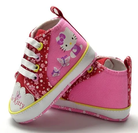 Детская обувь hello kitty в розовый горошек детская обувь детская парусиновая мягкая подошва Нескользящая обувь для малышей
