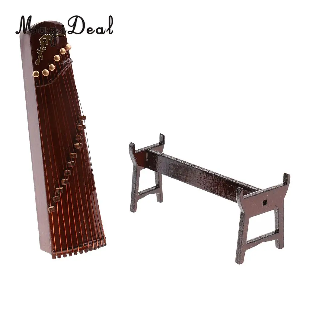 MagiDeal 1/6 Scale Realistic Zither Model Wood Military Soldier for 12 Inch Action Figure Playing Music Instrument Toys