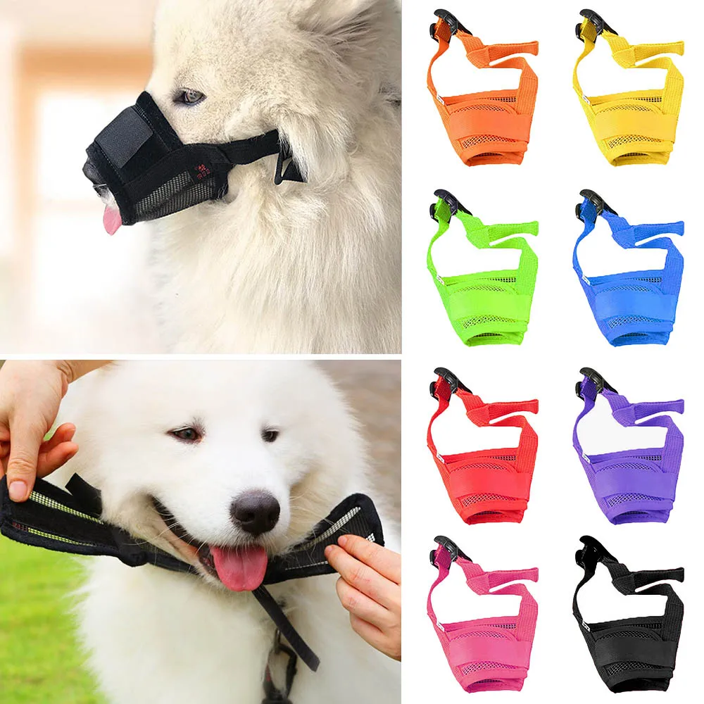 

Small&Large Dog Mouth Muzzle Anti Bark Bite Chew Dog Muzzles Training Products Pet Accessories 1PC Adjustable Mesh Breathable