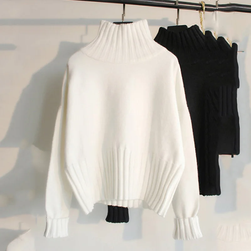 

Korean Turtleneck Sweater Women Pullovers Knitted Sweaters Female 2019 Autumn Winter Full sleeve Solid Casual Knitwear Tops