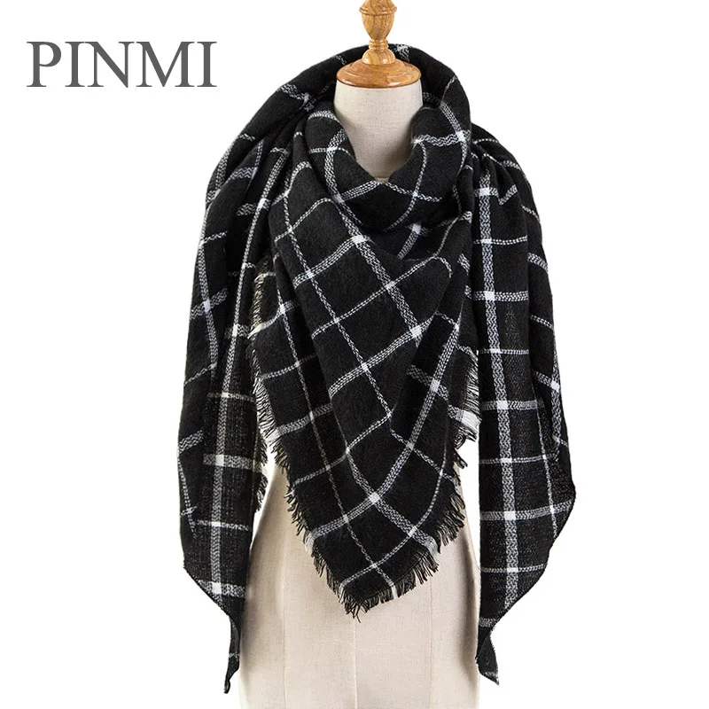 Black Plaid Winter Scarf Women 2018 Warm Cashmere Scarves and Shawls