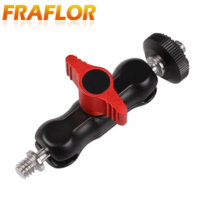 S Size Universal Monitor Bracket Ball Head Clamp Super Holder Stand SLR Camera Magic Arm Double HotShoe Ball Head Crab Claw Clip
