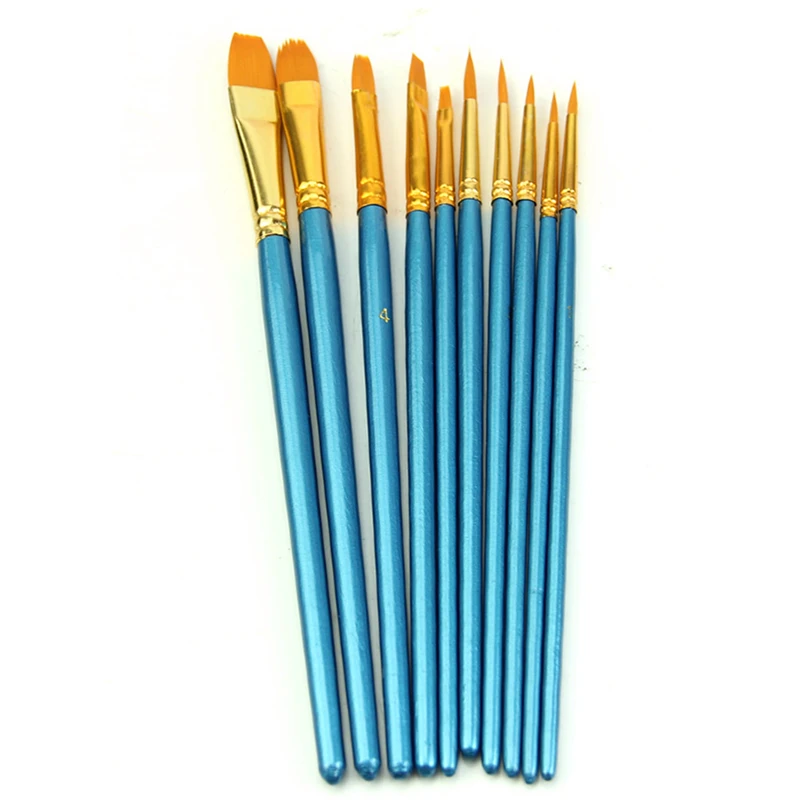

10Pcs/Set Watercolor Gouache Paint Brushes Different Shape Round Pointed Tip Nylon Hair Painting Pen Brush Set Art Supplies