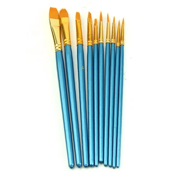 

10Pcs/Set Watercolor Gouache Paint Brushes Different Shape Round Pointed Tip Nylon Hair Painting Pen Brush Set Art Supplies