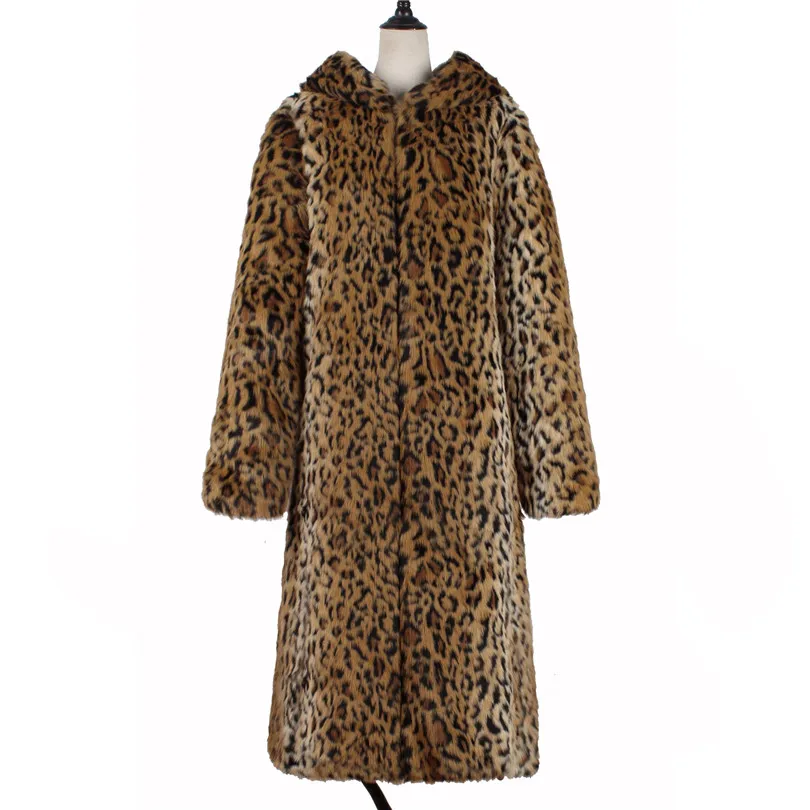 Lanshifei, сексуальное леопардовое пальто из искусственного меха для молодых девушек, леопардовое длинное пальто с мехом для сексуальных леди, куртка из искусственного меха для женщин, длинная стильная меховая парка