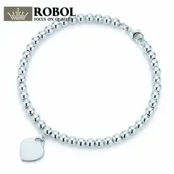 ROBOLTIFFT 100% Серебро 925 пробы новая мода в форме сердца дамы браслет подходит для DIY праздник женщина ювелирные подарки