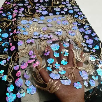 

Newest Arrival African Guipure Tulle Lace Fabric 2019 French Sequins Lace Fabric For Wedding Dress