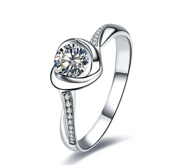 

0.5CT Vintage Heart Shape Certificate Moissanite Female Solid 18K White Gold Finger Ring Stone Test Positive Last Forever