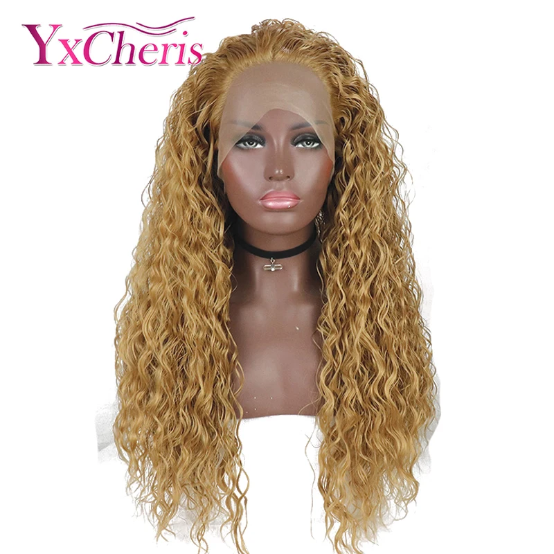 

synthetic Frontal Lace wigs for black women Bohemian Curly Wig Blonde Ombre Color Orange Hair Wig Cosplay