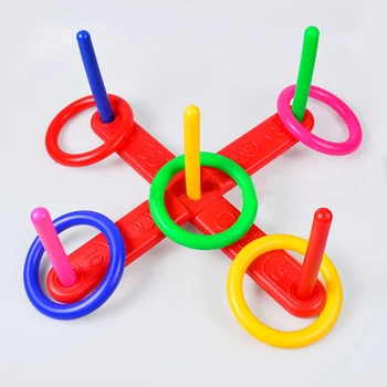 

1 Set Outdoor Hoop Ring Toss Quoits Plastic Ring Throwing Ferrule Funny Kids Sport Toys Cross Garden Game Pool For Children Gift