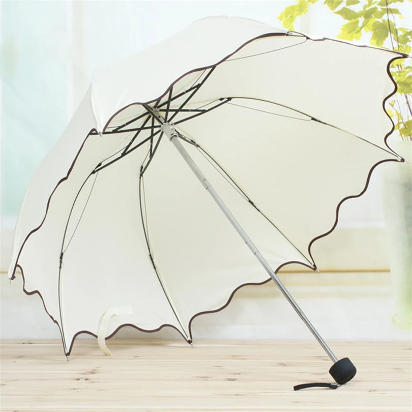 

2018 Hot Sale Creative Frill Princess Umbrella Cute Pink Blue Various Colors Arched Umbrellas Folding Guarda Chuva Gift USWS35