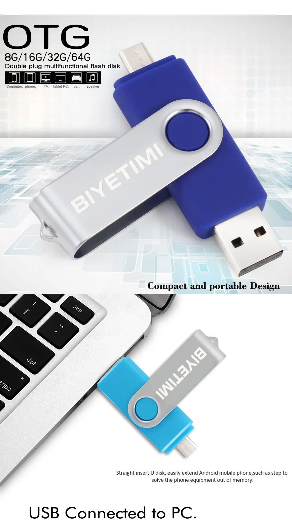 Biyetimi Usb flash drive 32gb Pendrive 64gb OTG 2.0 128gb Pen Drive 4gb 8gb Micro memory stick Disk for Phone and PC 512gb usb stick