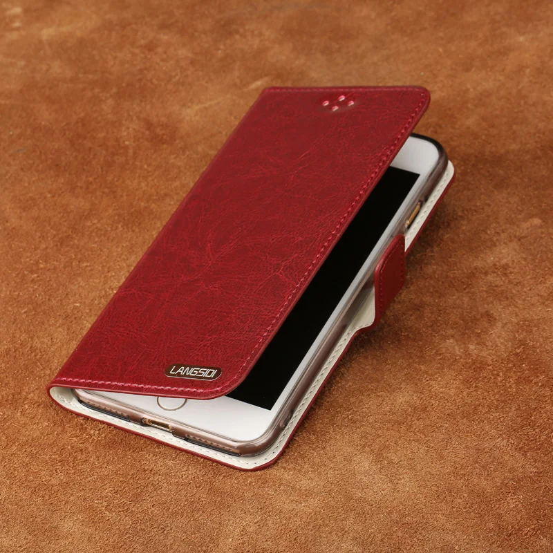 Чехол для телефона LANGSIDI из вощеной кожи с магнитной кнопкой iphone X XS max XR 6 7 8 8plus 11 pro