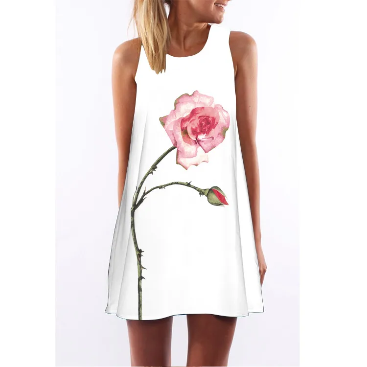 BHflutter Dresses Women 2017 Sleeveless Summer Dress Floral Print Cute ...
