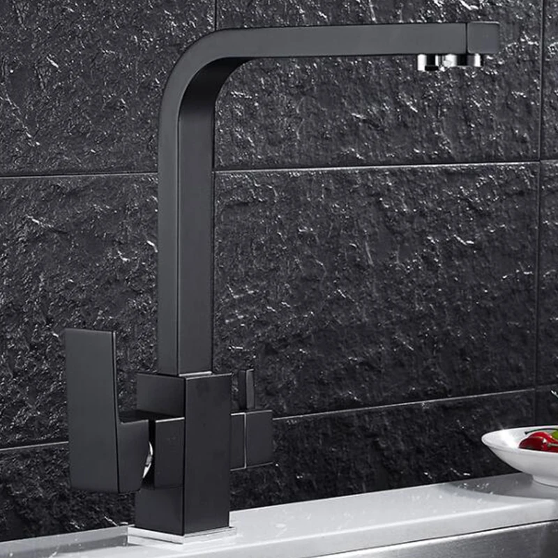  Chrome Square 360 Degree Rotation Kitchen Drinking Water Faucet Deck Mounted Single Hole Water puri - 32940592920