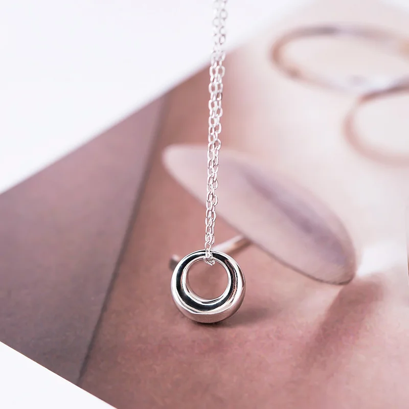 Форзац Круглый Круг ожерелья и подвески для женщин мужчин INS простой стиль 925 пробы серебряные модные ювелирные изделия