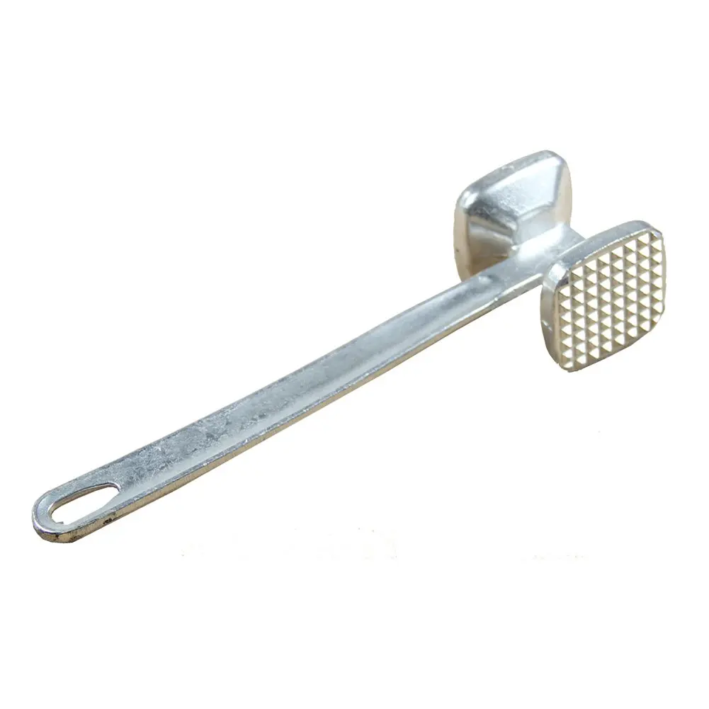 Silver Two Sides Aluminum Round Meat Hammer Mallet Tenderizer Beef Pork