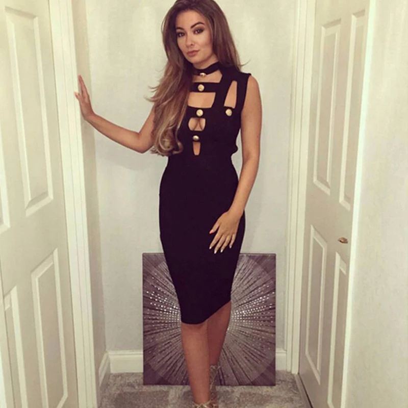 2017-New-Fashion-Women-Party-Evening-Bandage-Dress-Black-Buttonless-Sleeveless-Gold-Button-Backless-Sexy-Celebrity