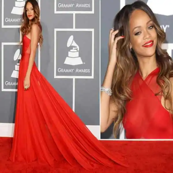long flowing red dress