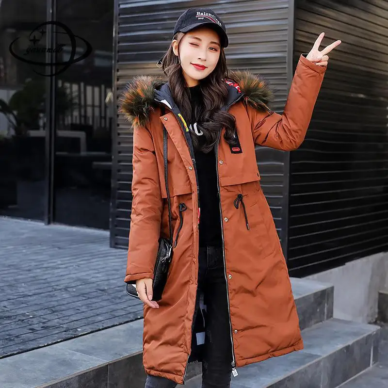 YAUAMDB women parkas jacket winter M 2XL female fur hooded coats