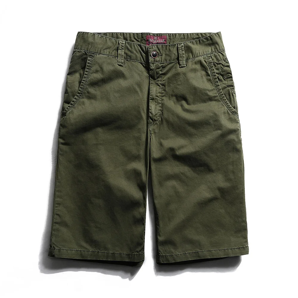 Мужские шорты кэжуал летние новые черные Хаки модные облегающие высококачественные хлопковые шорты до колена с пуговицами 29-38 - Цвет: Зеленый