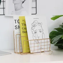 Nordic металлический стеллаж для хранения Vogue современный шик Золотая корзина для хранения Изящные сетка для хранения, журналы-газеты блокнот-Органайзер