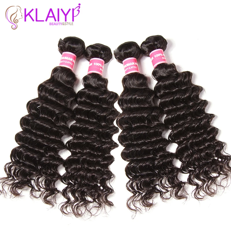 Klaiyi волосы индийские глубокая волна Связки человеческие 100% 4bundles Волосы remy ткань