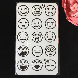 18 см Emoji выражение лица без 9 DIY наслоения Трафареты окрашивания Скрап окраска тиснильный альбом декоративная открытка шаблон