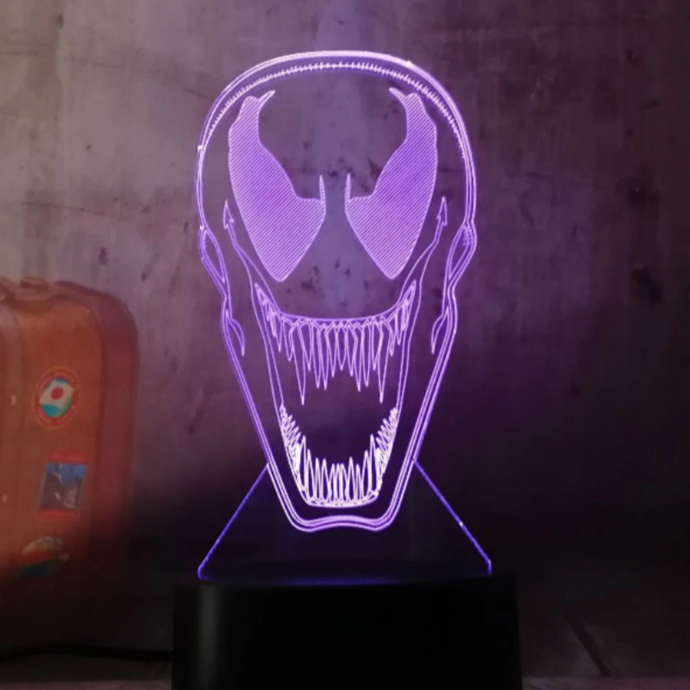 

3d Led Night Light Lamp DC Marvel Comics Movie Venom Figure Nightlight for Office Room Decor Color Changing Touch Sensor 3d Lamp