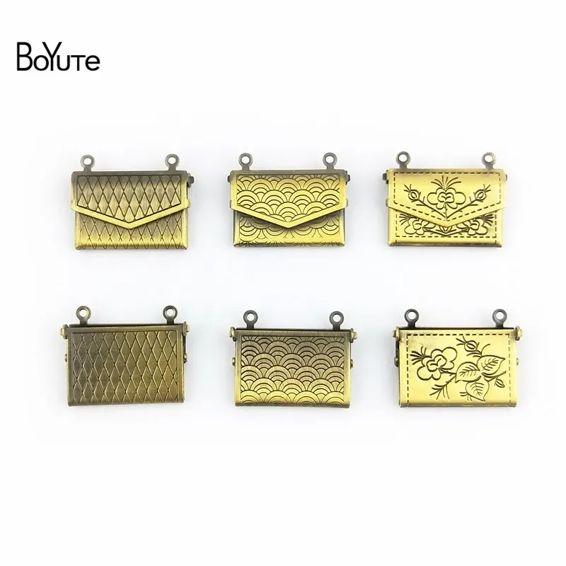 BoYuTe 10Pcs 1520MM Metal Brass Antique Bronze Envelope Photo Locket Pendant Diy Floating Locket Charms for Jewelry Making (1)