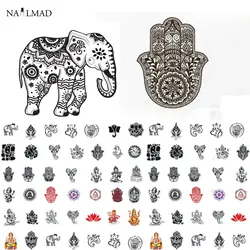 1 лист NailMAD Мандала Индийский Слон наклейки для ногтей воды Будда руки наклейки для ногтей наклейки для дизайна ногтей татуировки наклейки