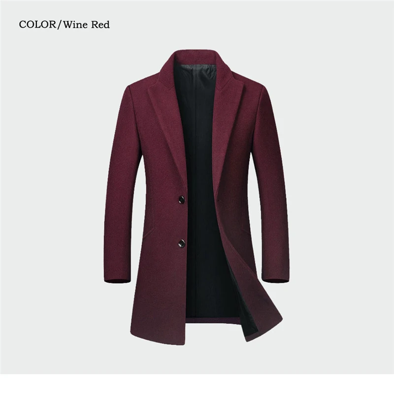 Зимняя мужская куртка, шерстяное утолщенное пальто, повседневное приталенное пальто с отложным воротником, модный мужской Тренч, Мужская брендовая одежда s, M~ 3XL ML201