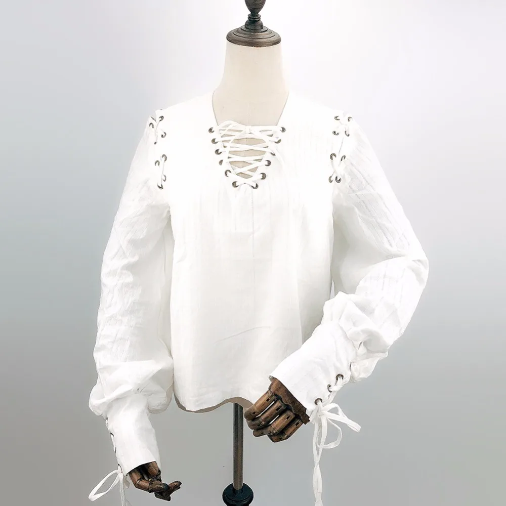 Steampunk Men's White Shirts Punk Gothic Shirt Larp Medieval Men Long