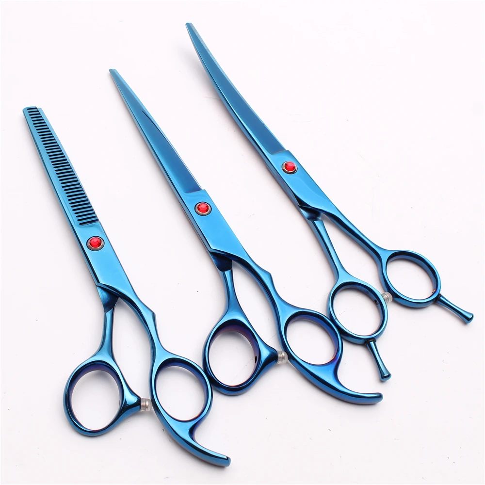 3Pcs Suit 7'' Japan Blue Professional Pets Hair Hairdressing Scissors