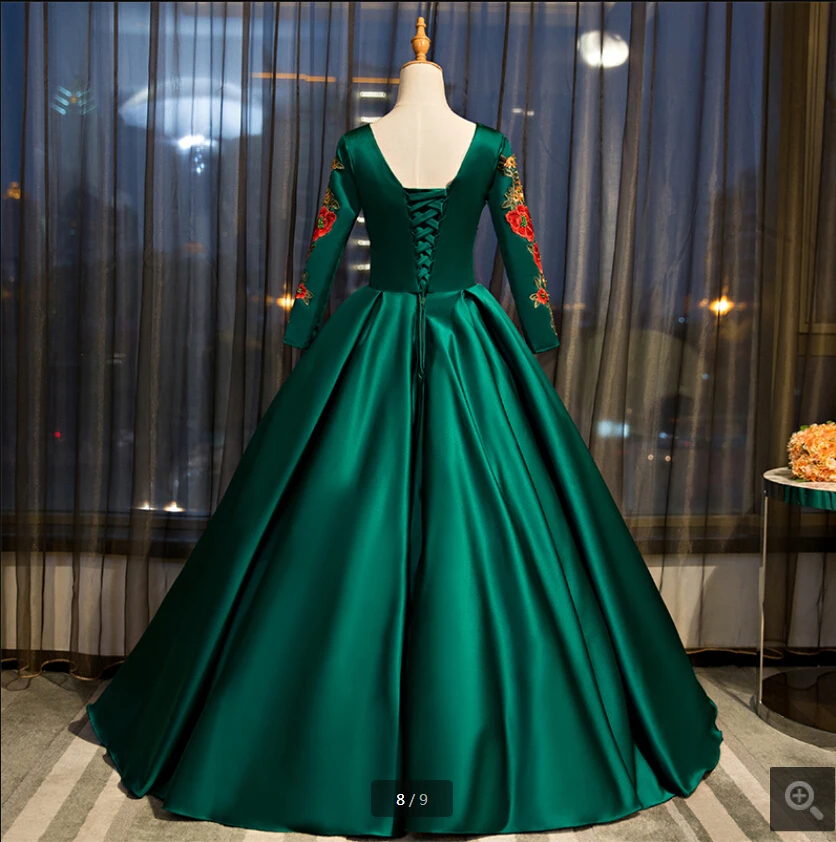 Robe de soiree Новое Бальное Платье зеленое кружевное платье с аппликацией для выпускного вечера скромное 3/4 рукав мусульманские женские элегантные хиджаб исламские платья для выпускного вечера