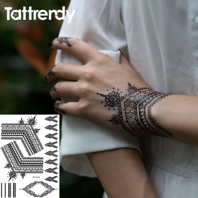 tattrendy black white henna tattoo stickers flash temporary tattrendy black white henna tattoo stickers flash temporary