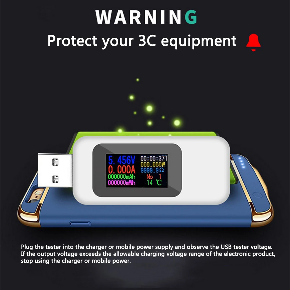 

USB Tester Voltage Current Tester 10 In 1 Digital Timing Voltmeter Ammeter Digital Monitor Cut-off Power Indicator Bank Charger