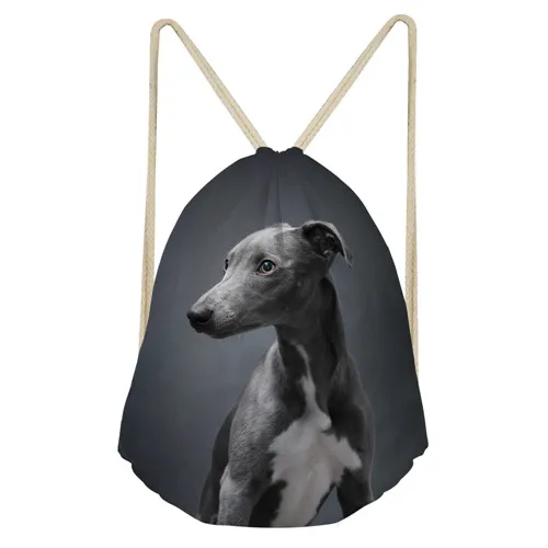 THIKIN Designs 3D животное собака темно-серая итальянская борзая печатная школьная сумка для девочек на шнурке маленькие женские сумки крутые пляжные сумки - Цвет: As Picture