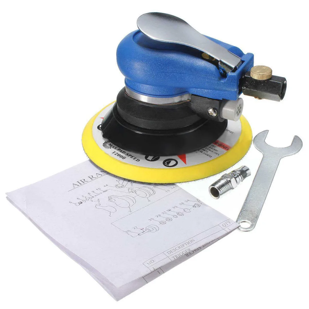 6" Air Random Orbital Palm Sander Auto Body Orbit DA Sanding Pad Vacuum Polisher